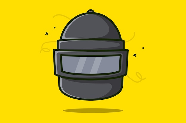 Ilustración de vector de pubg de cara completa de casco de juego de metal. diseño vectorial de casco militar.