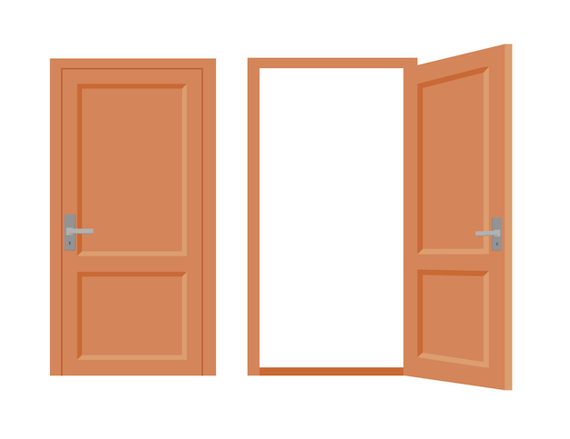 Ilustración de vector de puertas abiertas y cerradas. EPS 10