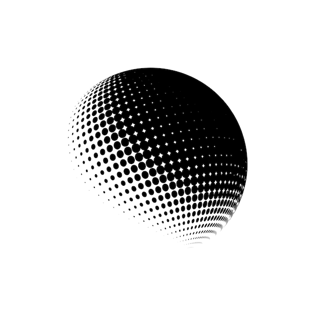 Ilustración de vector punteado de esfera de semitono logotipo de puntos de patrones de semitono de círculo ilustración de vector de globo