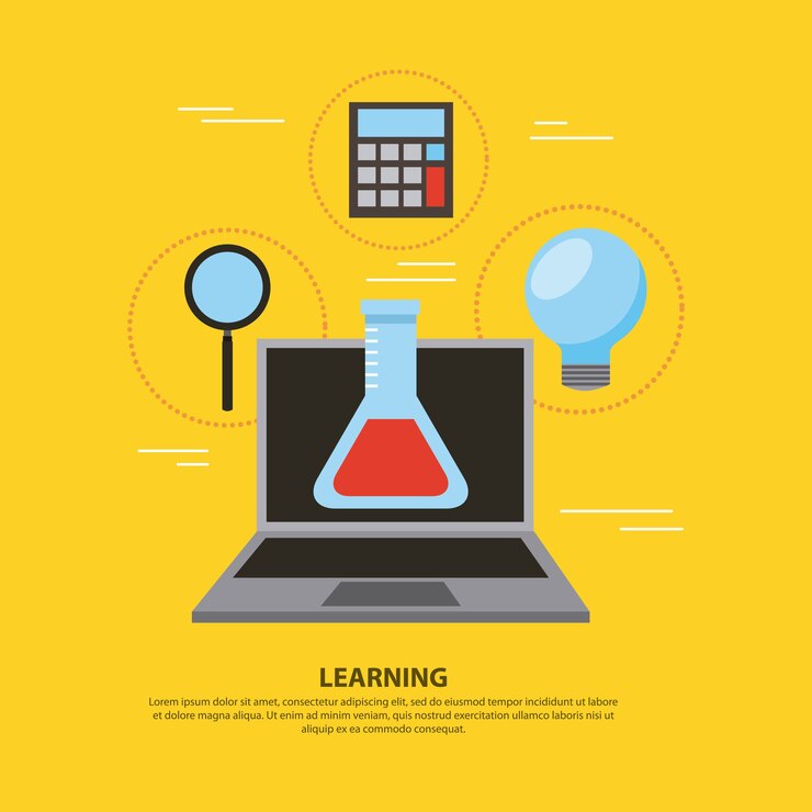 Vector ilustración de vector de química de tubo de ensayo de aprendizaje portátil