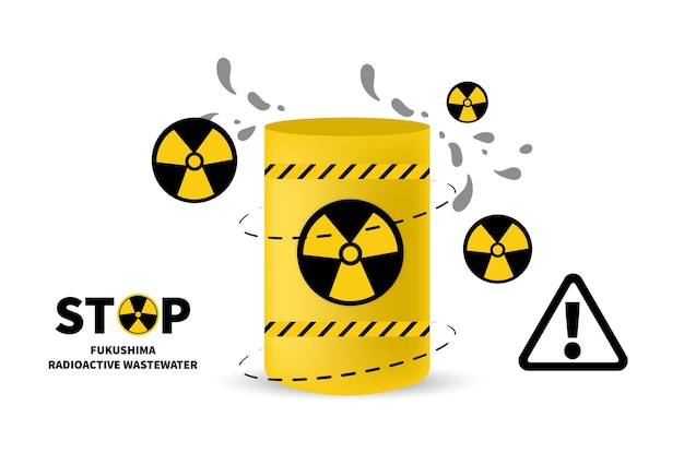 Ilustración de vector radiactivo de contenedor de residuos nucleares