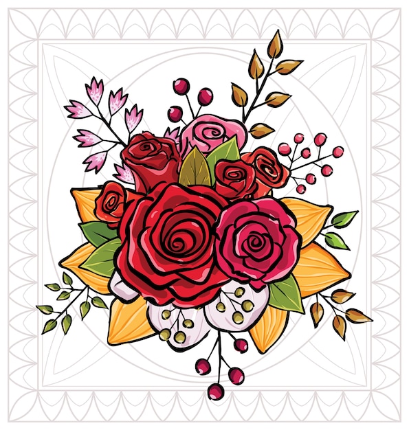 Vector ilustración de vector de ramo de flores