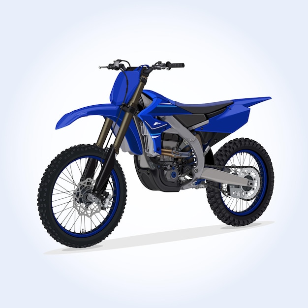 Ilustración de vector realista de motocicleta azul de Motocross