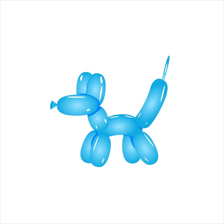 Vector ilustración de vector realista de perro de globo azul clásico aislado sobre fondo blanco