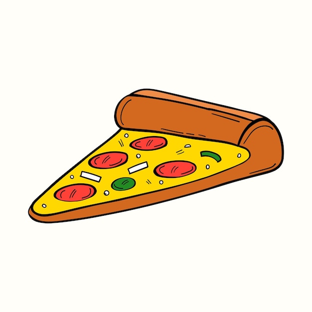 Ilustración de vector de rebanada de pizza con queso en la parte superior Ilustración de pizza plana