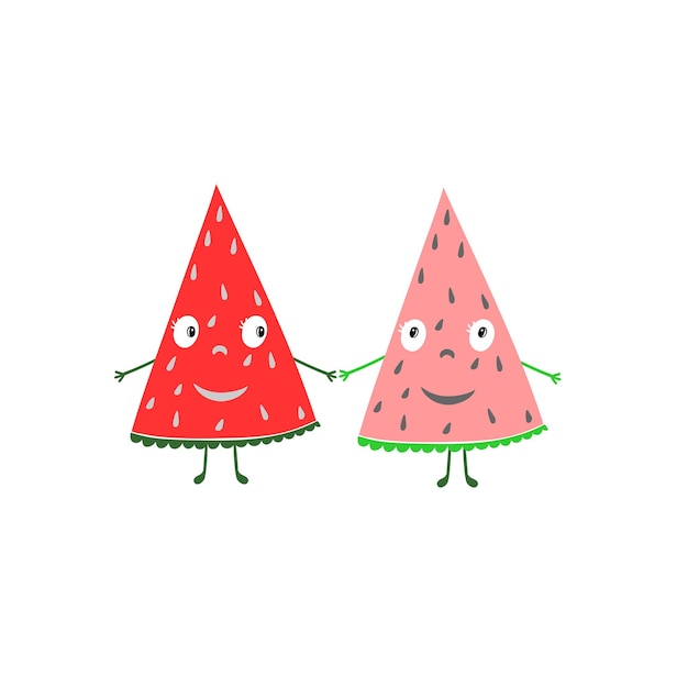 Ilustración de Vector de rebanadas de sandía de dibujos animados lindo