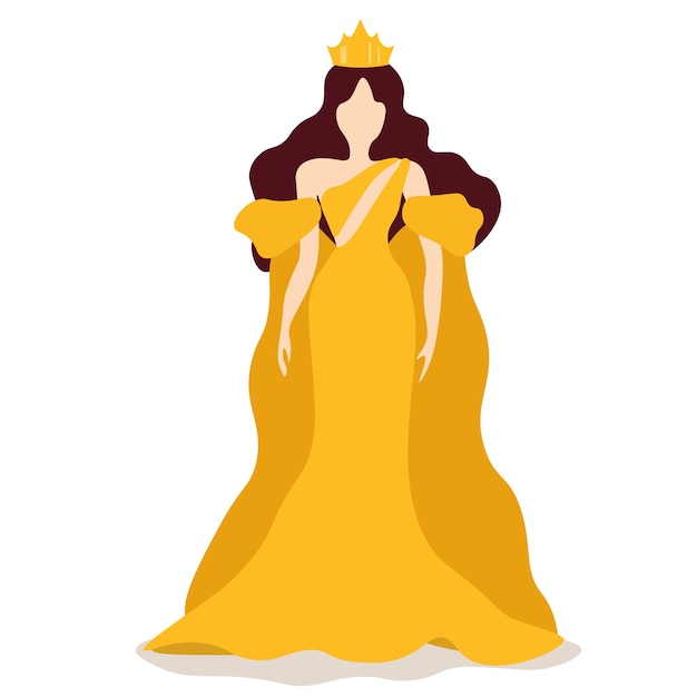 Vector ilustración de vector de una reina de belleza en elegante vestido de noche naranja