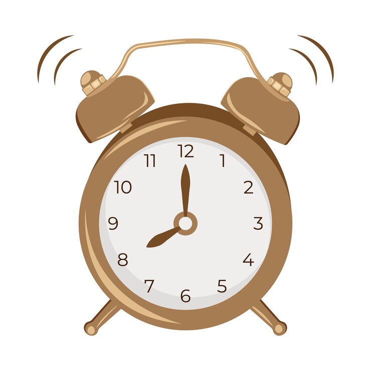 Ilustración de vector de reloj despertador estilo plano sobre fondo blanco