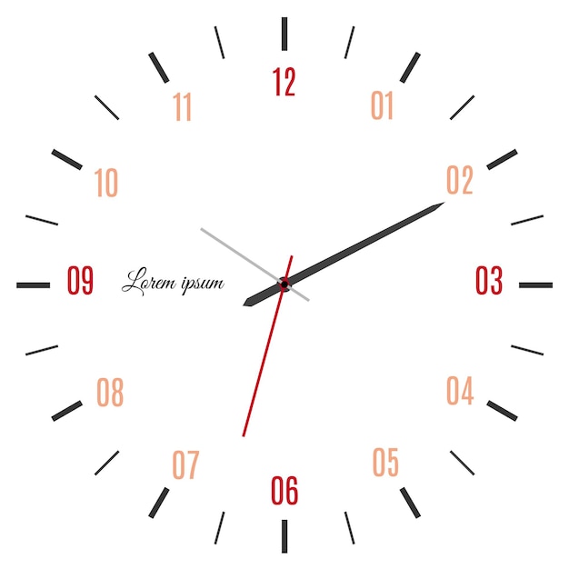 Vector ilustración de vector de reloj mecánico. esfera de reloj sobre fondo blanco.