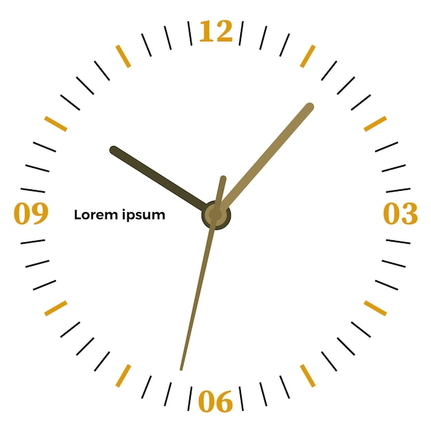 Ilustración de vector de reloj mecánico. Esfera de reloj sobre fondo blanco.