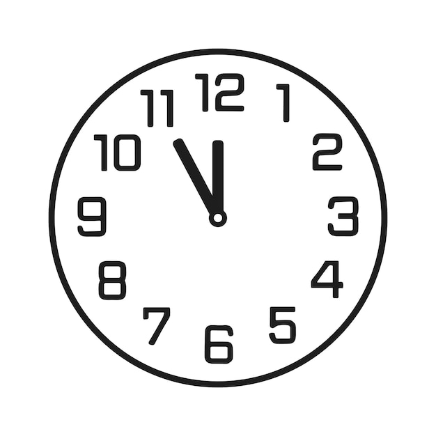 Ilustración de vector de reloj minimalista para temas de tiempo y cuenta atrás