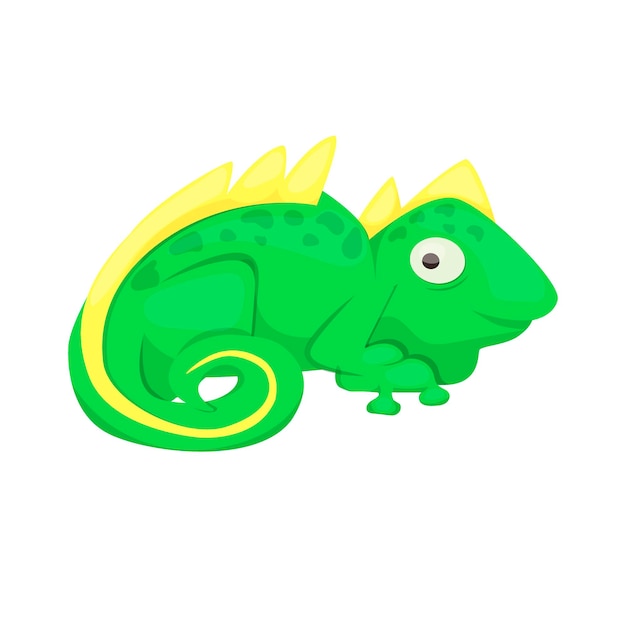 Ilustración de vector de reptil verde de carácter animal de lagarto de dibujos animados de iguana. Dragón tropical del animal doméstico exótico de la fauna. Depredador lindo reptil del zoológico.