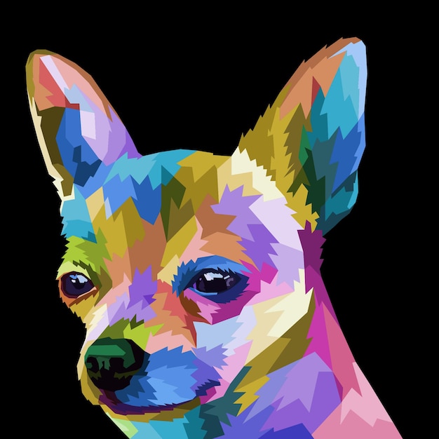 Ilustración de vector de retrato de arte pop de perro colorido