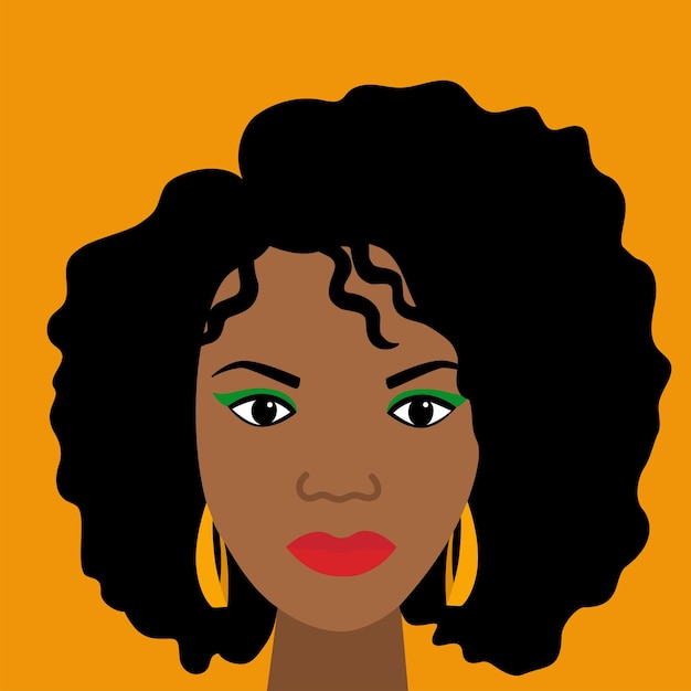 Vector ilustración de vector de retrato de mujer negra imagen de avatar de niña negra póster del mes de historia negra