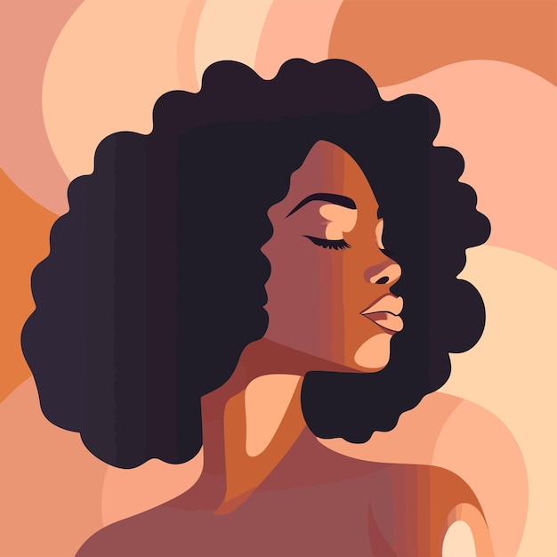 Vector ilustración de vector de retrato de mujer negra