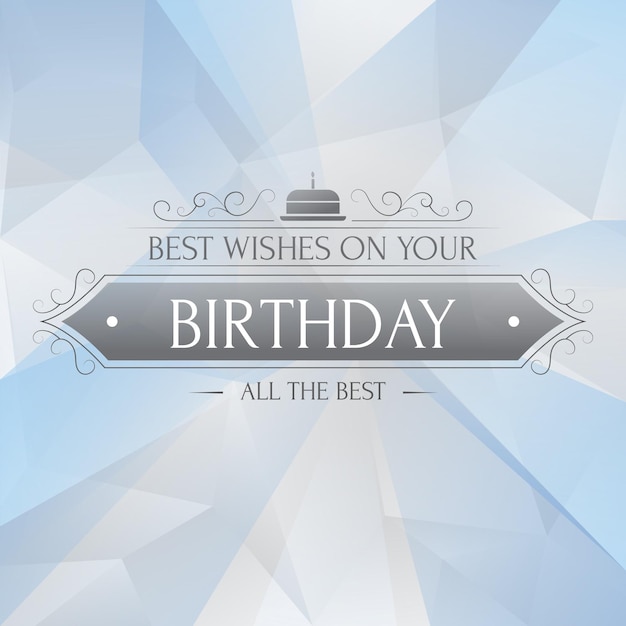 Ilustración de vector retro feliz cumpleaños con luces azules en el fondo