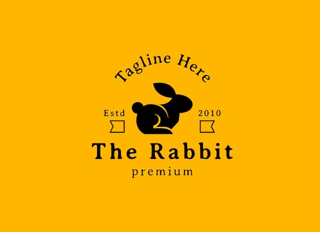 Ilustración de vector retro de icono de plantilla de diseño de logotipo de conejo