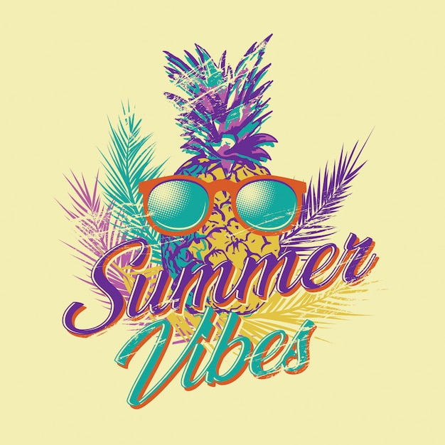 Ilustración de vector retro vintage de vibraciones de verano