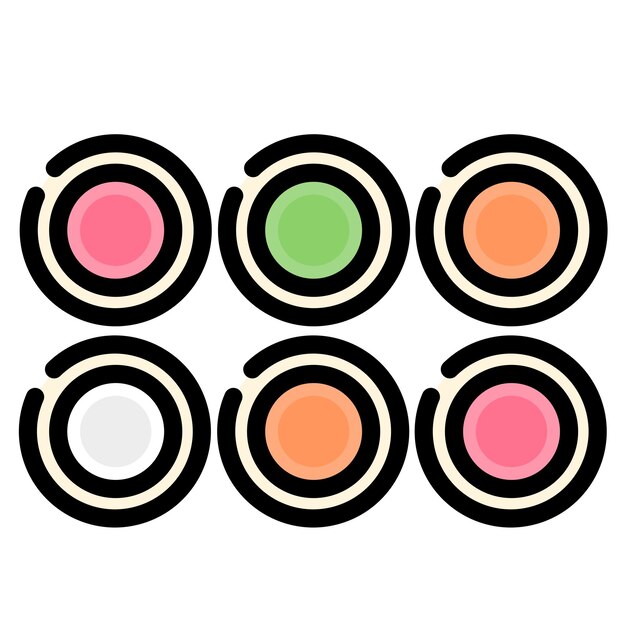 Ilustración de vector de rollos de sushi de comida japonesa