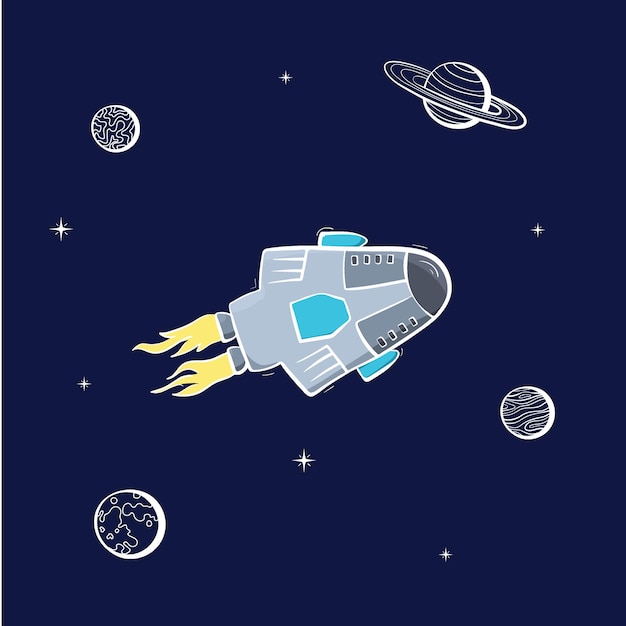 Ilustración de vector de rover de nave espacial. Concepto de explorador de planetas