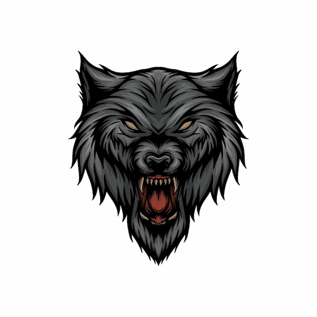 Vector ilustración de vector de rugido de cabeza de lobo