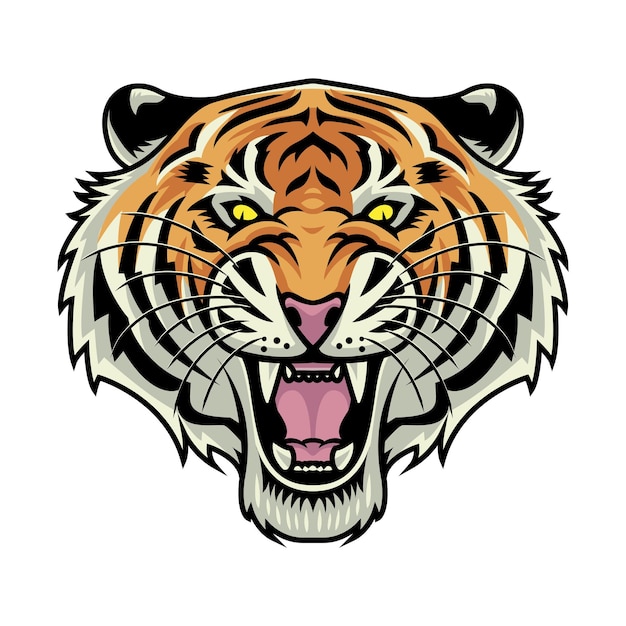 Ilustración de vector de rugido de tigre vector premium