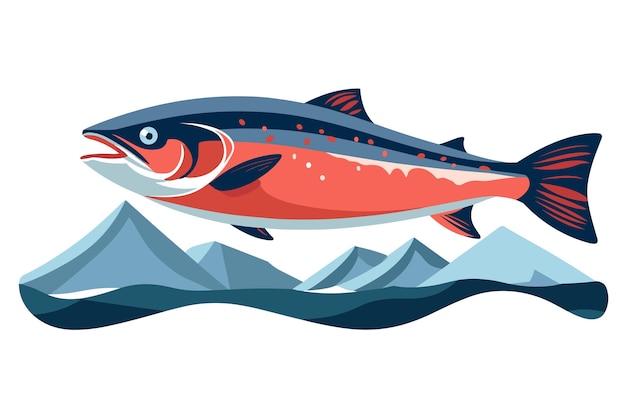 Ilustración del vector del salmón en estilo de dibujos animados