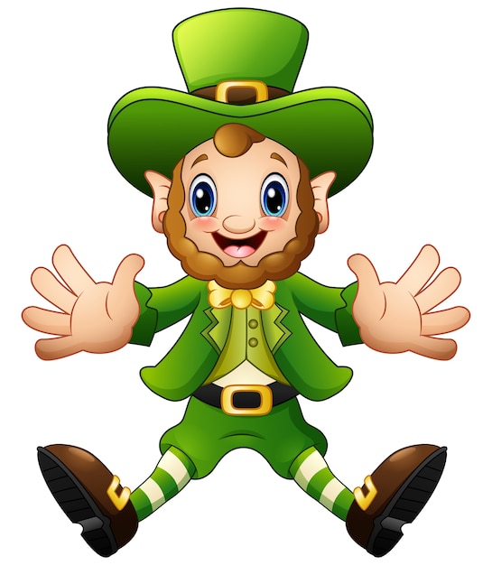 Ilustración de vector de salto de leprechaun de dibujos animados