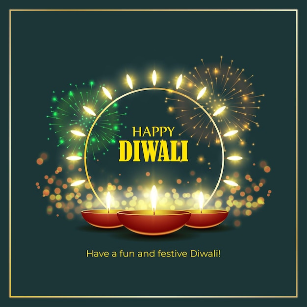 Ilustración de vector de saludo feliz diwali