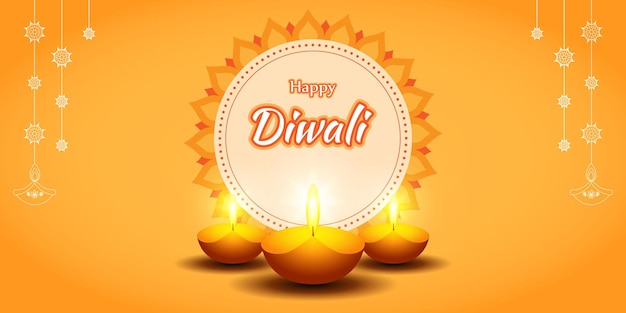 Ilustración de vector de saludo feliz diwali