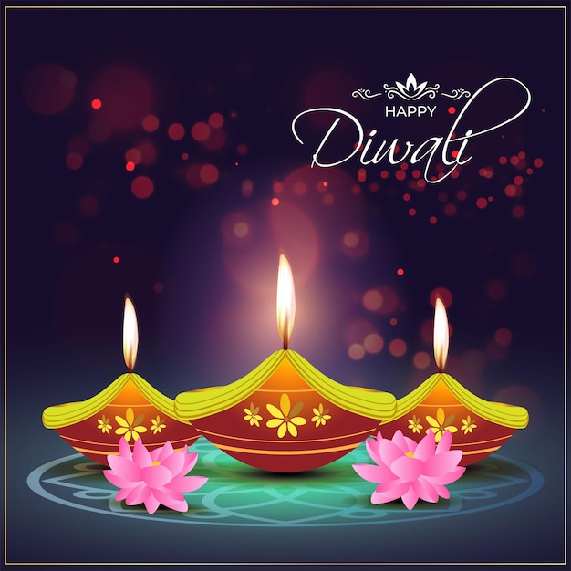 Ilustración de vector de saludo feliz Diwali