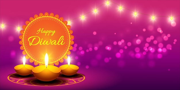 Ilustración de vector de saludo festival indio feliz Diwali