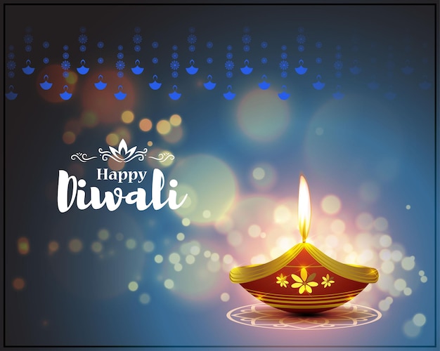 Ilustración de vector de saludo festival indio feliz diwali