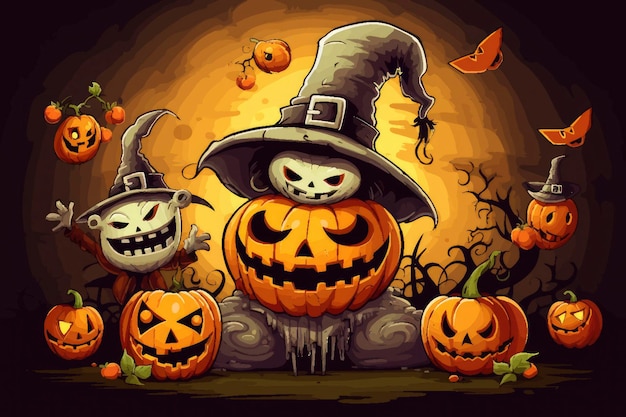 Ilustración de vector de saludo de Halloween