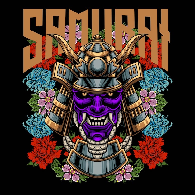 Ilustración de vector de samurai japonés