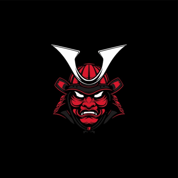 Ilustración de vector de samurai de máscara de Oni
