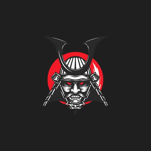 Ilustración de vector de samurai de máscara de Oni