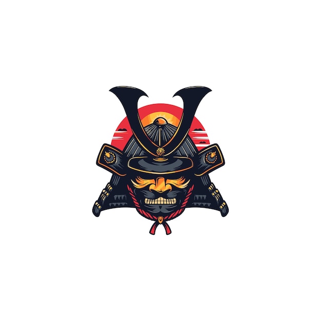 Ilustración de vector de samurai de máscara de Oni