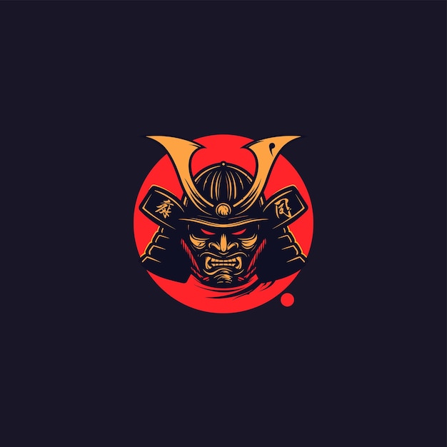 Ilustración de vector de samurai de máscara de Oni
