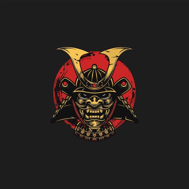 Ilustración de vector de samurai de máscara de Oni