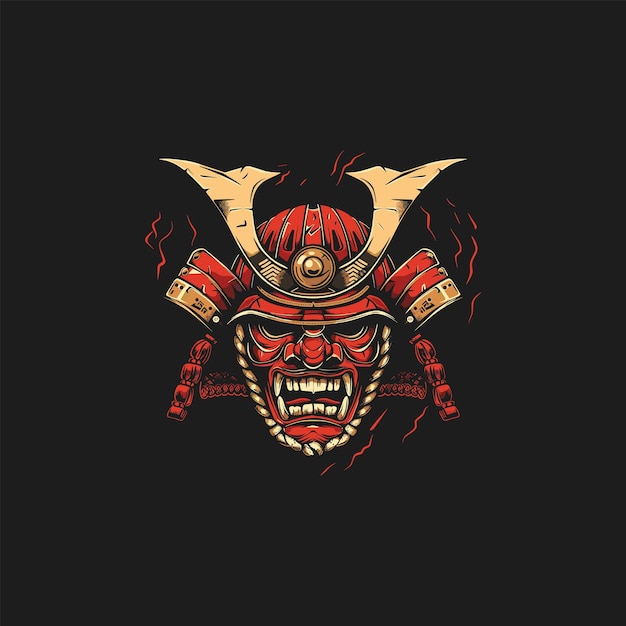 Ilustración de vector de samurai de máscara de Oni