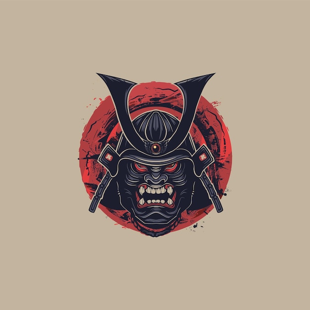 Ilustración de vector de samurai de máscara de Oni