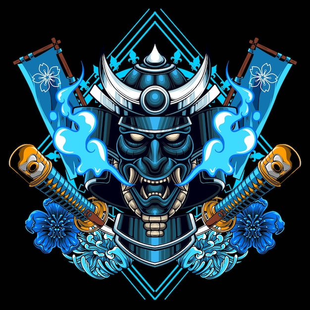 Ilustración de vector de samurai ronin japonés