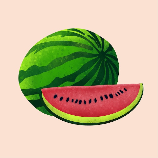 Ilustración de vector de sandía entera realista madura de vector libre