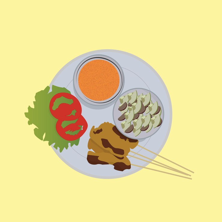 Ilustración de vector de satay de pollo