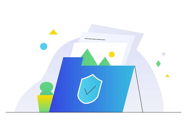 Ilustración de vector de seguridad de archivos de internet