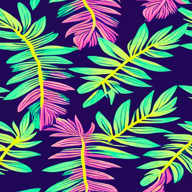 Vector ilustración de vector de selva con patrón de hojas tropicales impresión de verano de moda patrón exótico sin costuras turquesa