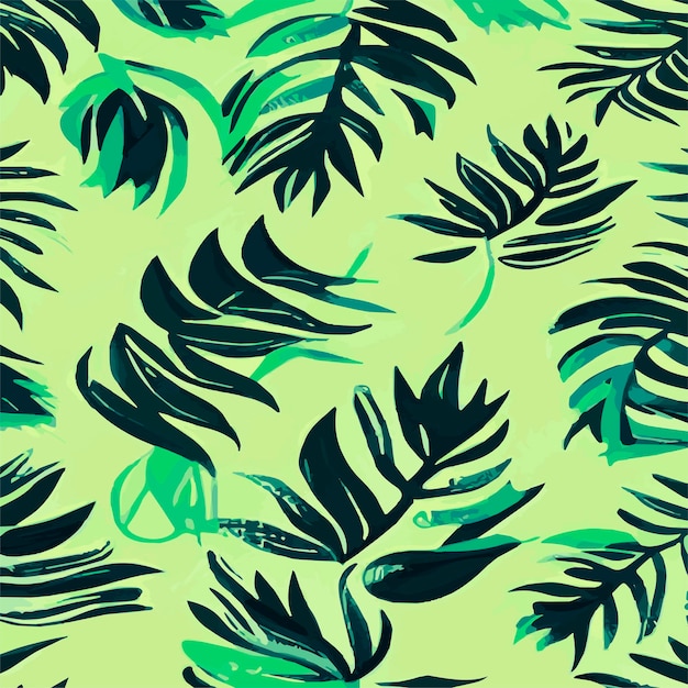 Ilustración de vector de selva con patrón de hojas tropicales Impresión de verano de moda Patrón exótico sin costuras turquesa