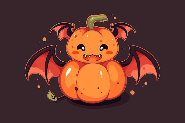 Ilustración de vector de serie de colección de murciélago de calabaza de halloween plana