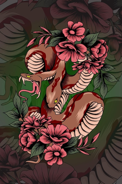 Ilustración de vector de serpiente de dos cabezas